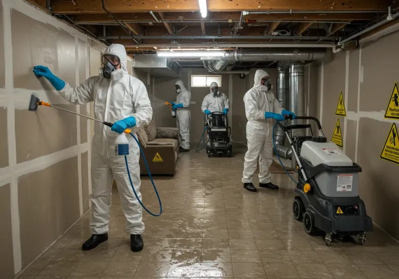 Basement Moisture Removal and Structural Drying process in Brooks, ME